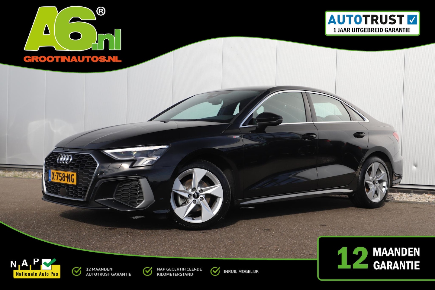 Audi A3 Limousine - 30 TFSI S edition Trekhaak Half Leder Rode Stiksels Navigatie Achteruitrijcamera Stoelverw - AutoWereld.nl