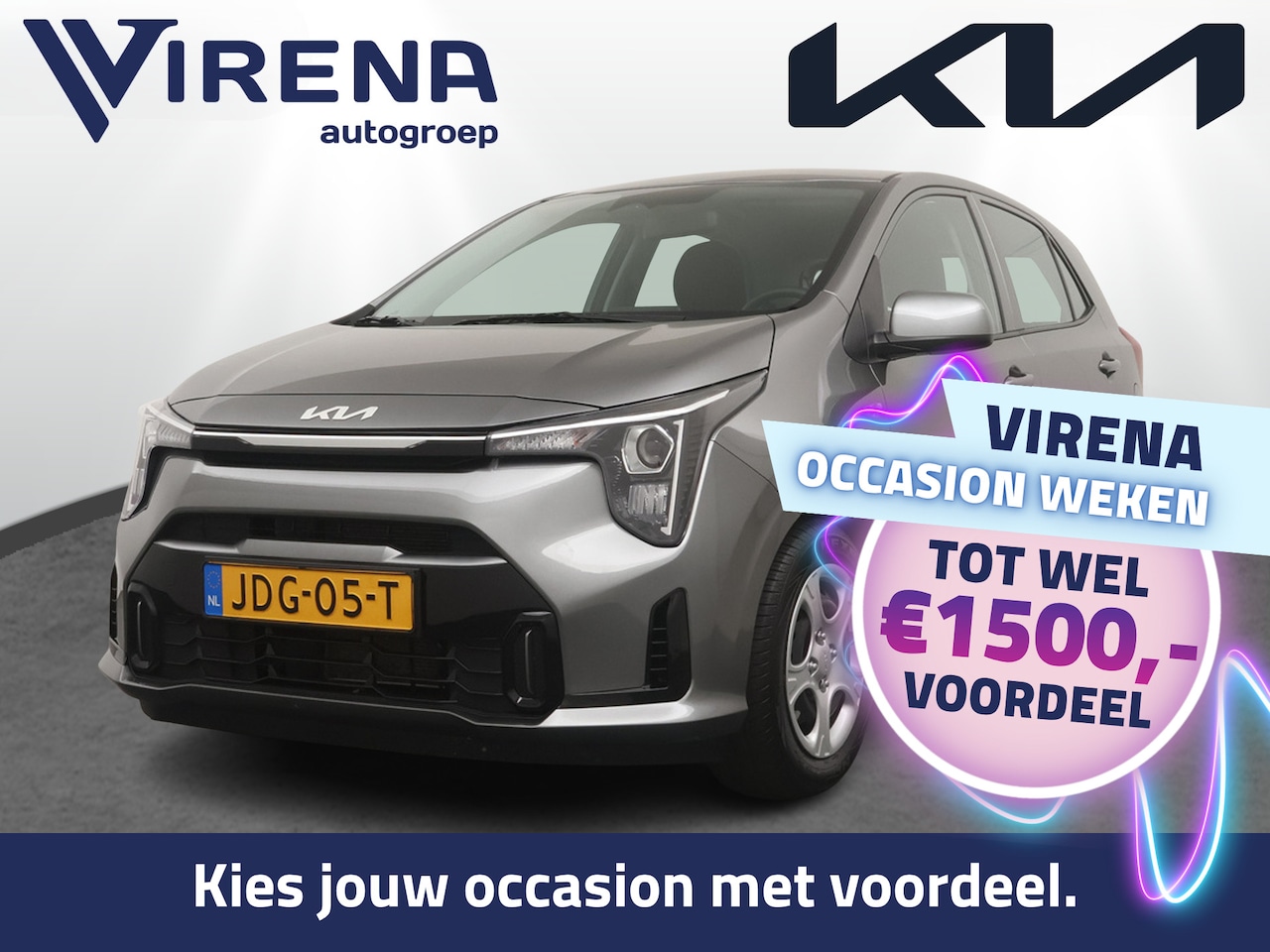 Kia Picanto - 1.0 DPI DynamicLine Automaat - Navigatie - Cruise Control - Airco - Achteruitrijcamera - A - AutoWereld.nl