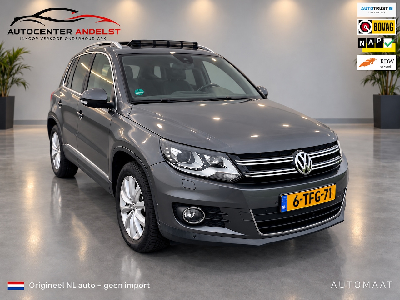 Volkswagen Tiguan - 1.4 TSI Sport&Style, Aut, 160pk, Trekhaak, Pano, Dynaudio, Cam, Leder, Stoelvrw, Nav, Geen - AutoWereld.nl