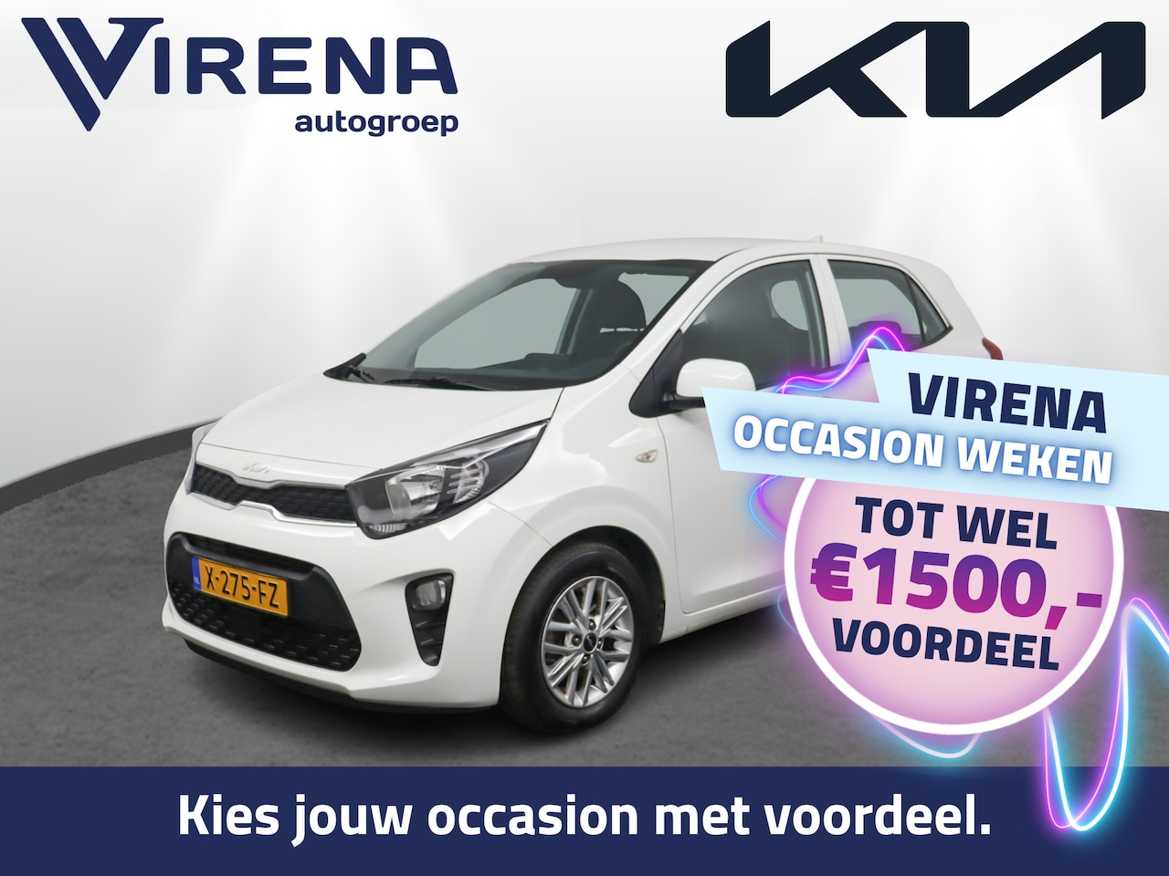 Kia Picanto - 1.0 DPi DynamicLine - Airco - Cruise Control - Lichtmetalen Velgen - Cruise Control - Appl - AutoWereld.nl