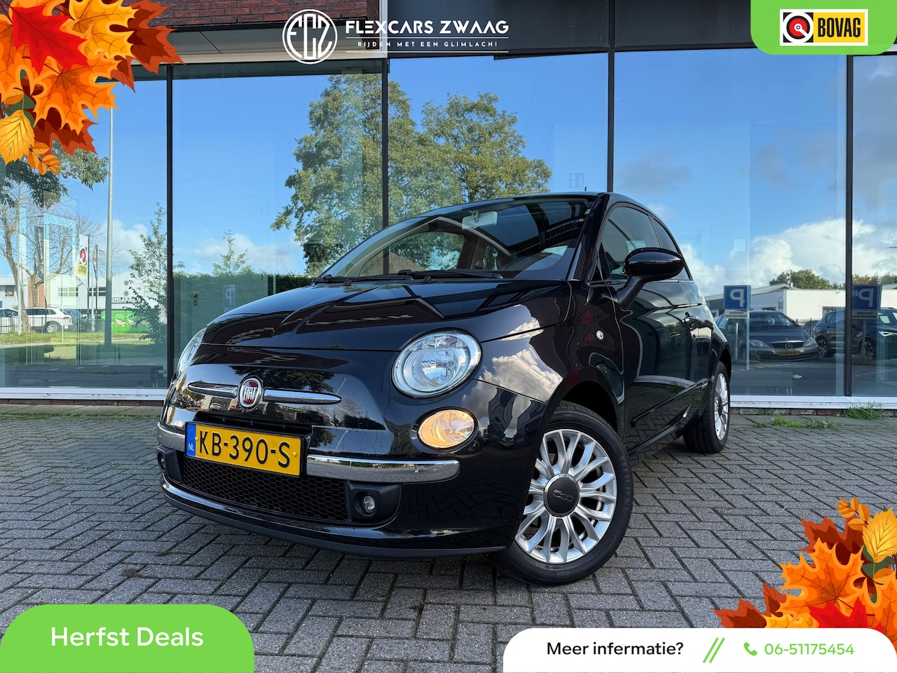 Fiat 500 - 1.2 Lounge - Airco - Panodak - Parkeerhulp - Media - - AutoWereld.nl