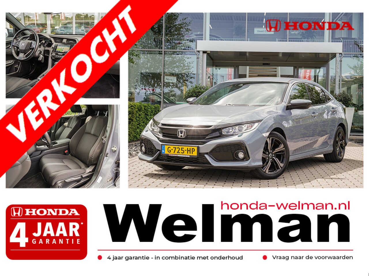 Honda Civic - 1.0i VTEC ELEGANCE -  TURBO - AUTOMAAT - NAVIGATIE - CAMERA - AutoWereld.nl