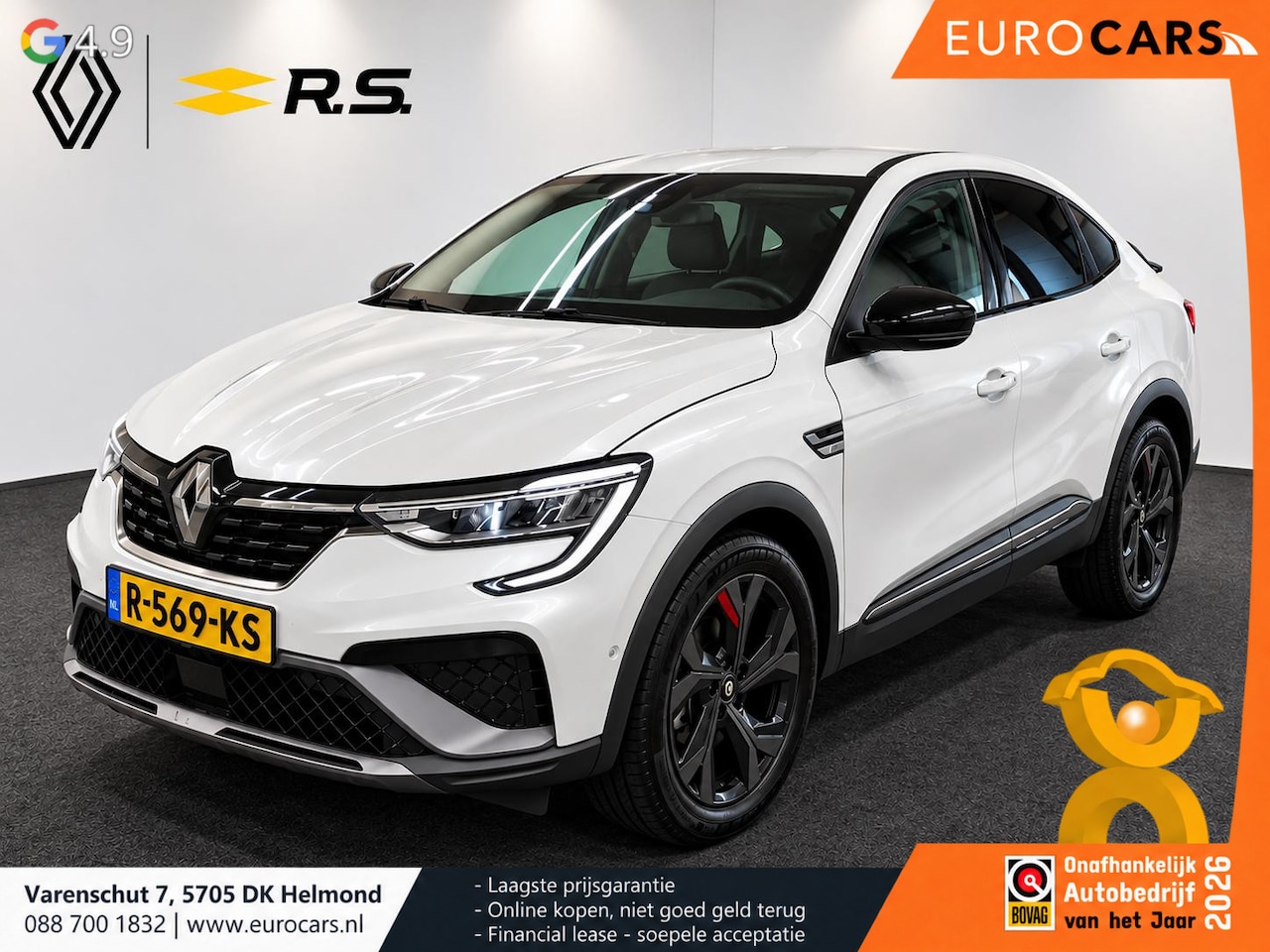 Renault Arkana - 1.6 E-Tech Hybrid 145 R.S. Line Full LED BOSE Premium Audio Leder Stoelverwarming Carplay - AutoWereld.nl