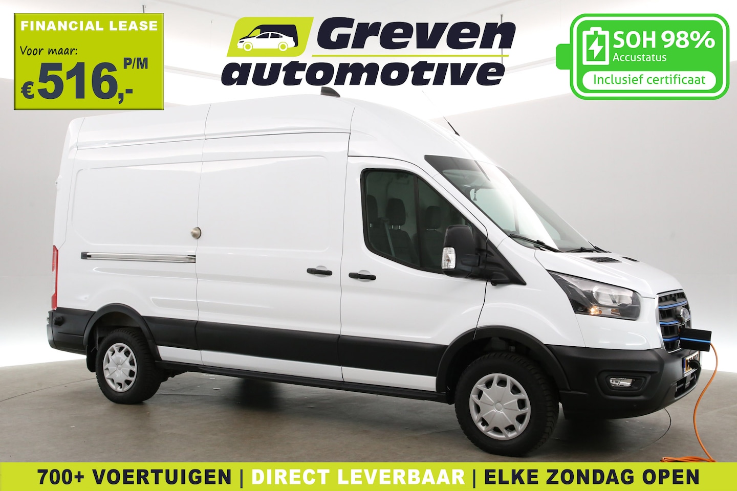 Ford Transit - Elektrisch 68 kWh L3H3 | Snelladen | SOH 98% | Clima | Cruise | 360° Camera | 3 Zits | Car - AutoWereld.nl