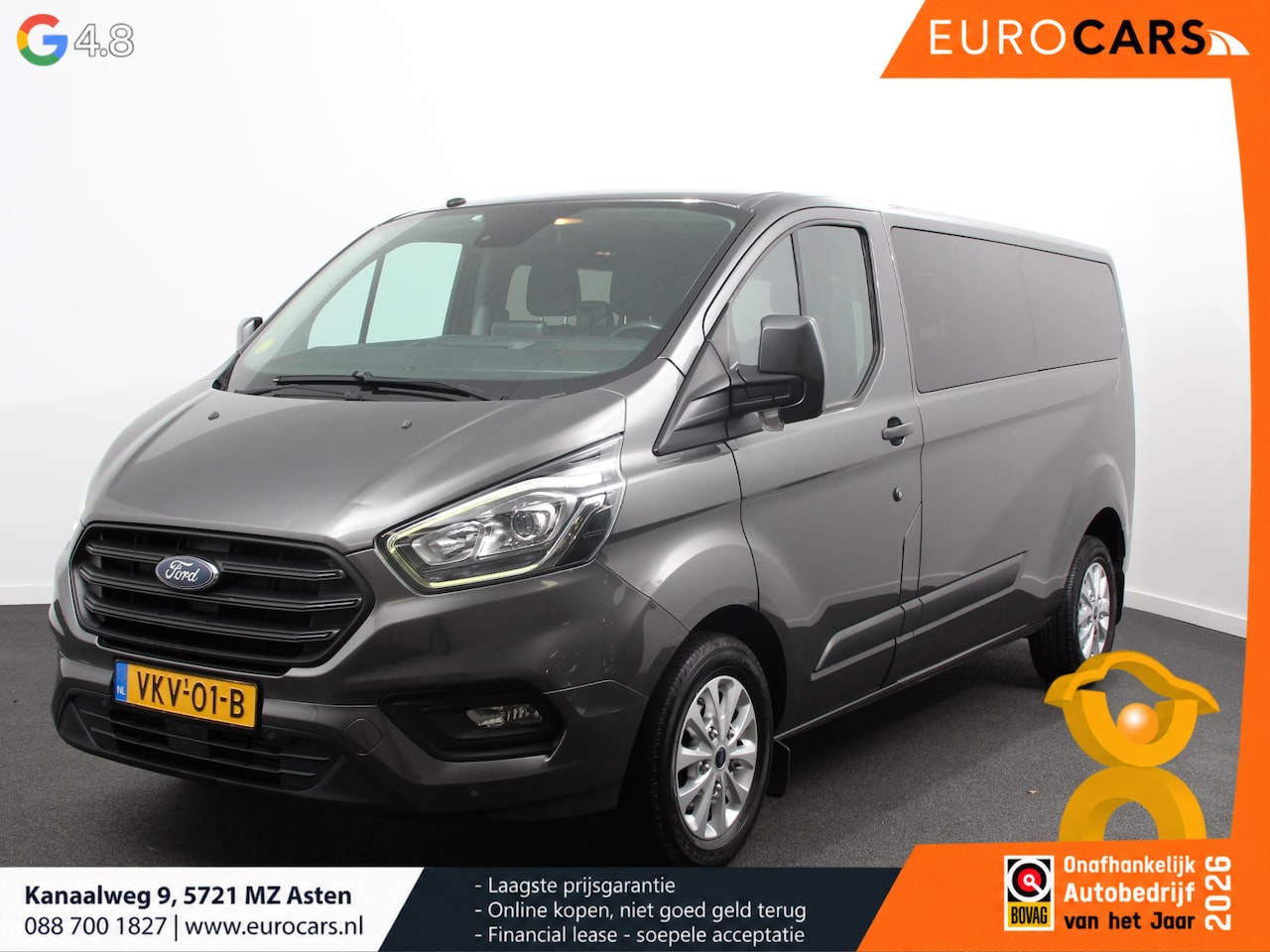 Ford Transit Custom - 320 2.0 TDCI L2H1 Limited DC Navigatie Airco Lichtmetalen velgen Trekhaak Parkeersensoren - AutoWereld.nl