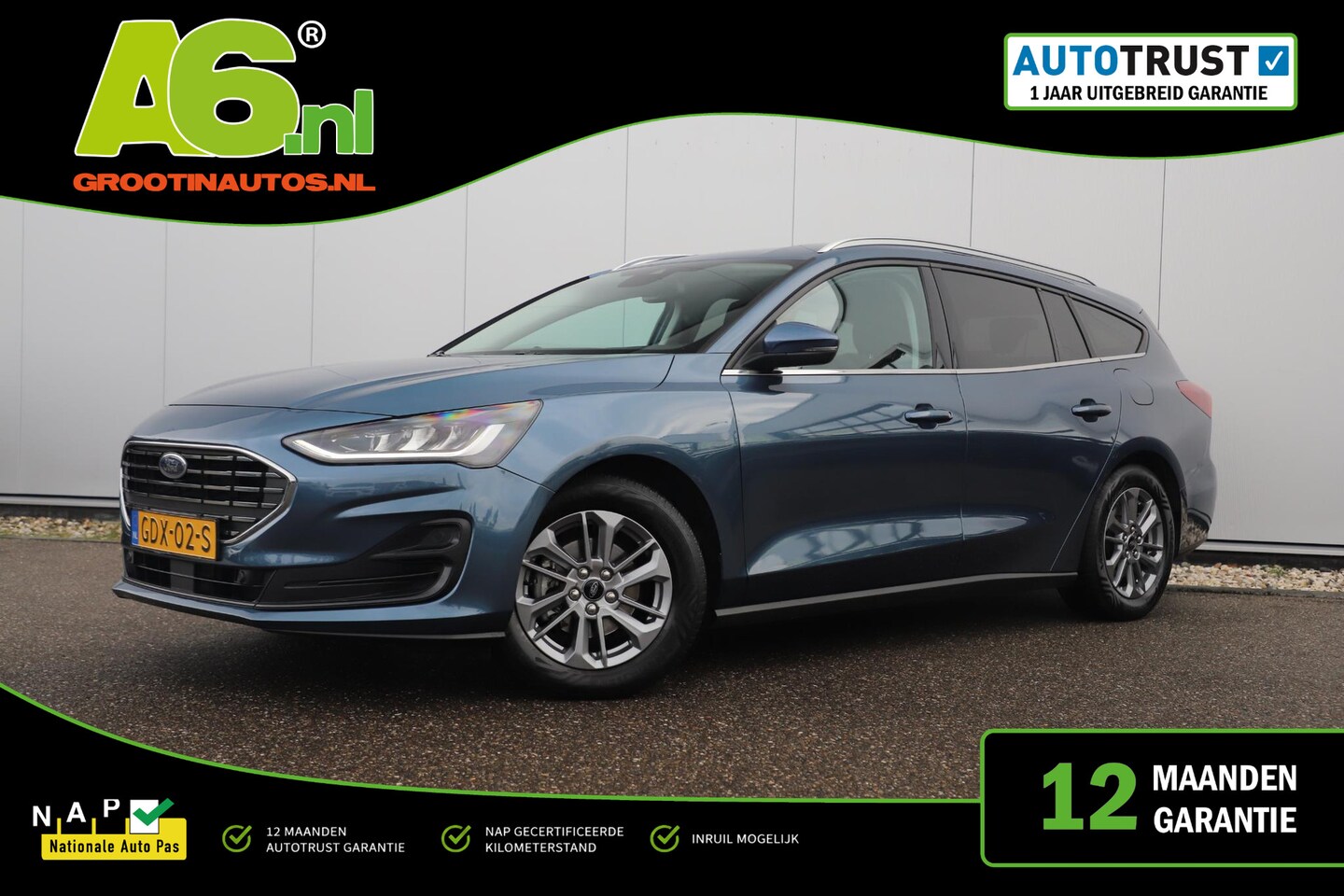 Ford Focus Wagon - 1.0 EcoBoost Hybrid Titanium 115PK Automaat LMV Navigatie Climate Cruise Control Carplay A - AutoWereld.nl