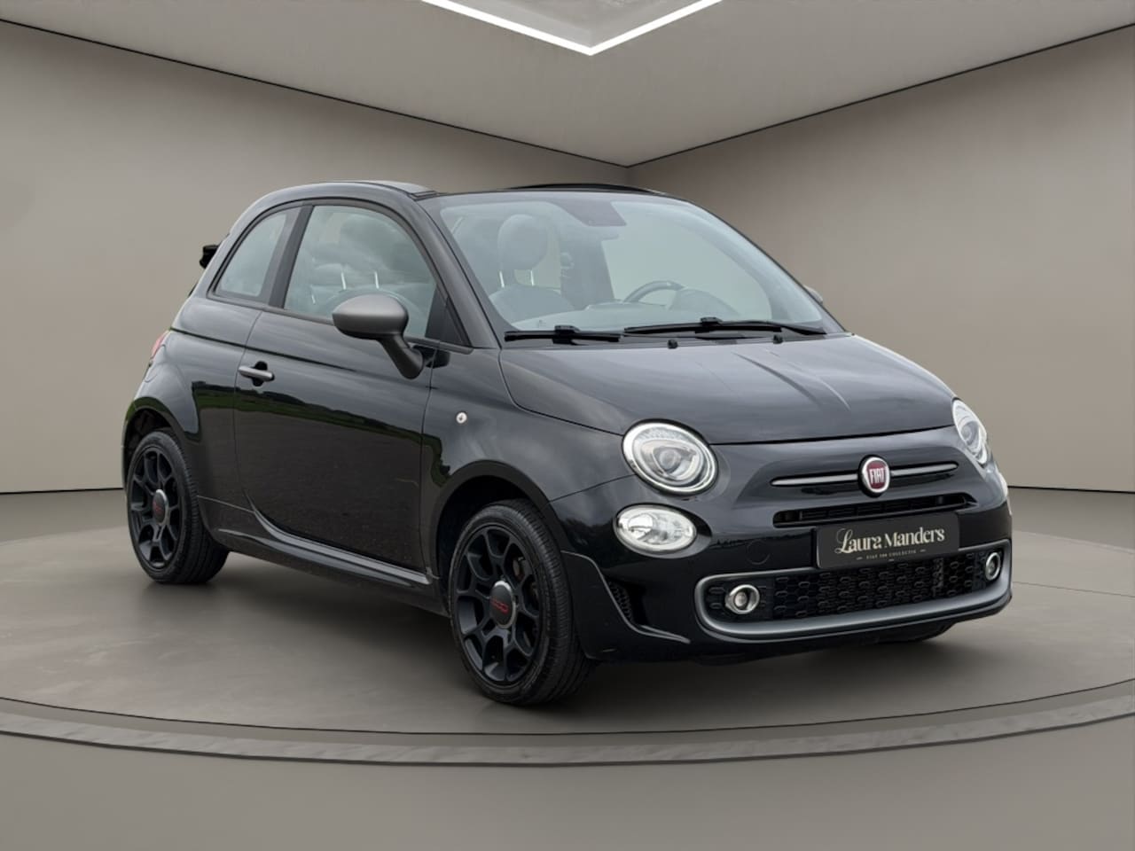 Fiat 500 C - 1.2 Sport 2017 ZWART | Cabriolet | Leder | Airco - AutoWereld.nl