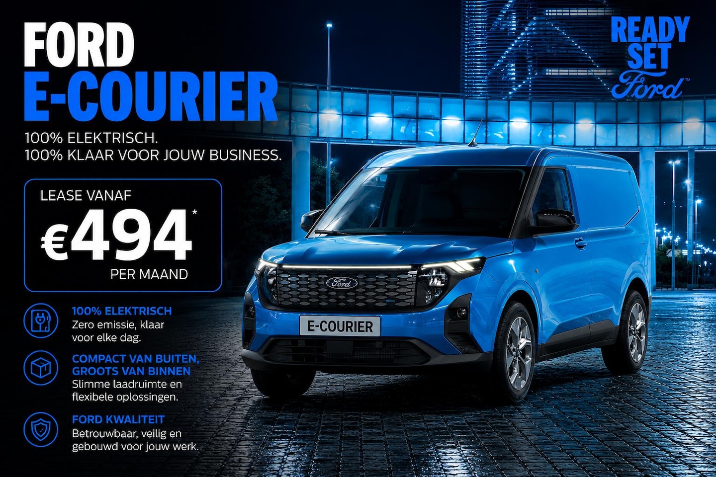 Ford Transit Courier - Trend 44 kWh | VANAF 0,99% RENTE | 325 KM ACTIERADIUS | 726 KG LAADVERMOGEN | - AutoWereld.nl