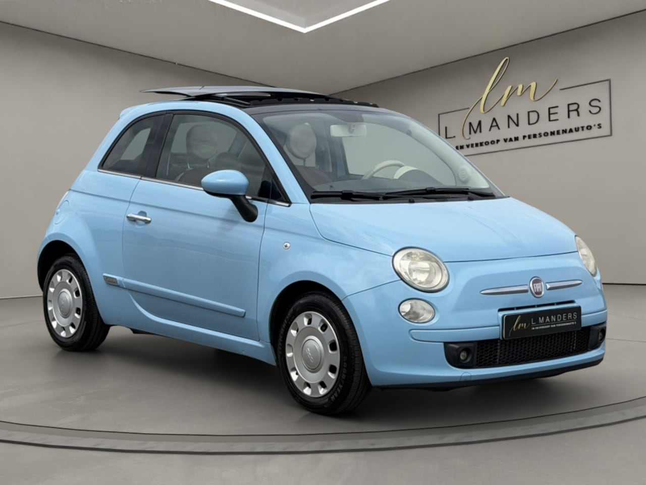 Fiat 500 - 0.9 TwinAir Lounge 2011 BLAUW | Airco | Leder | Schuifdak - AutoWereld.nl