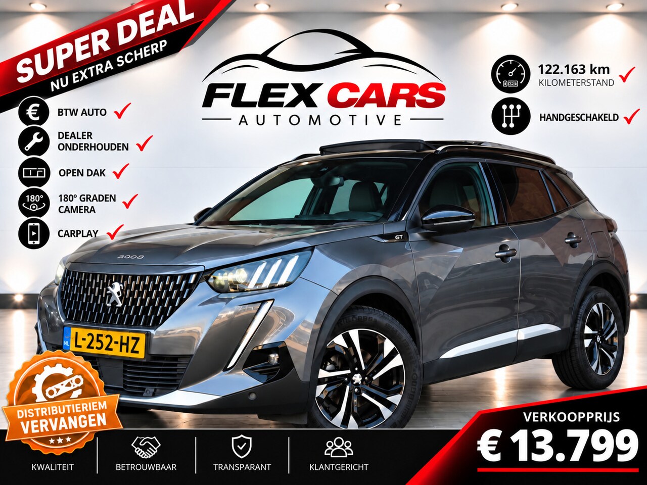 Peugeot 2008 - 1.2 PureTech GT|DistrubitieVV|Opendak|Btw auto - AutoWereld.nl