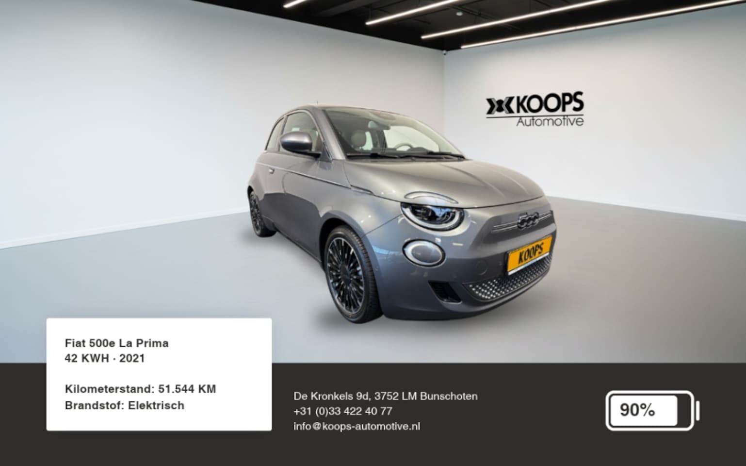 Fiat 500e - La Prima 42kwh SOH 90% | Carplay | Ad. Cruise control | Parkeercamera - AutoWereld.nl